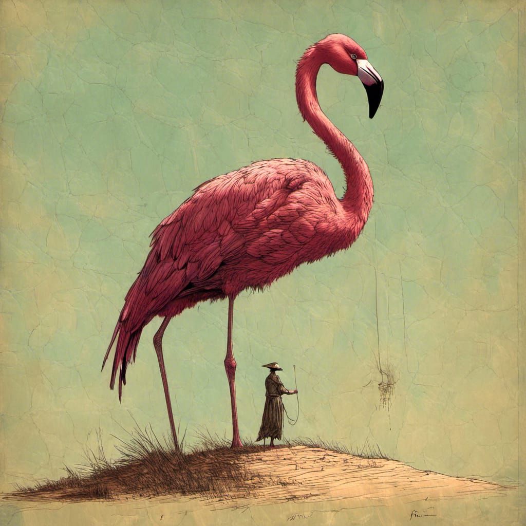 Folk Art Lawn Flamingo in Summer Colors