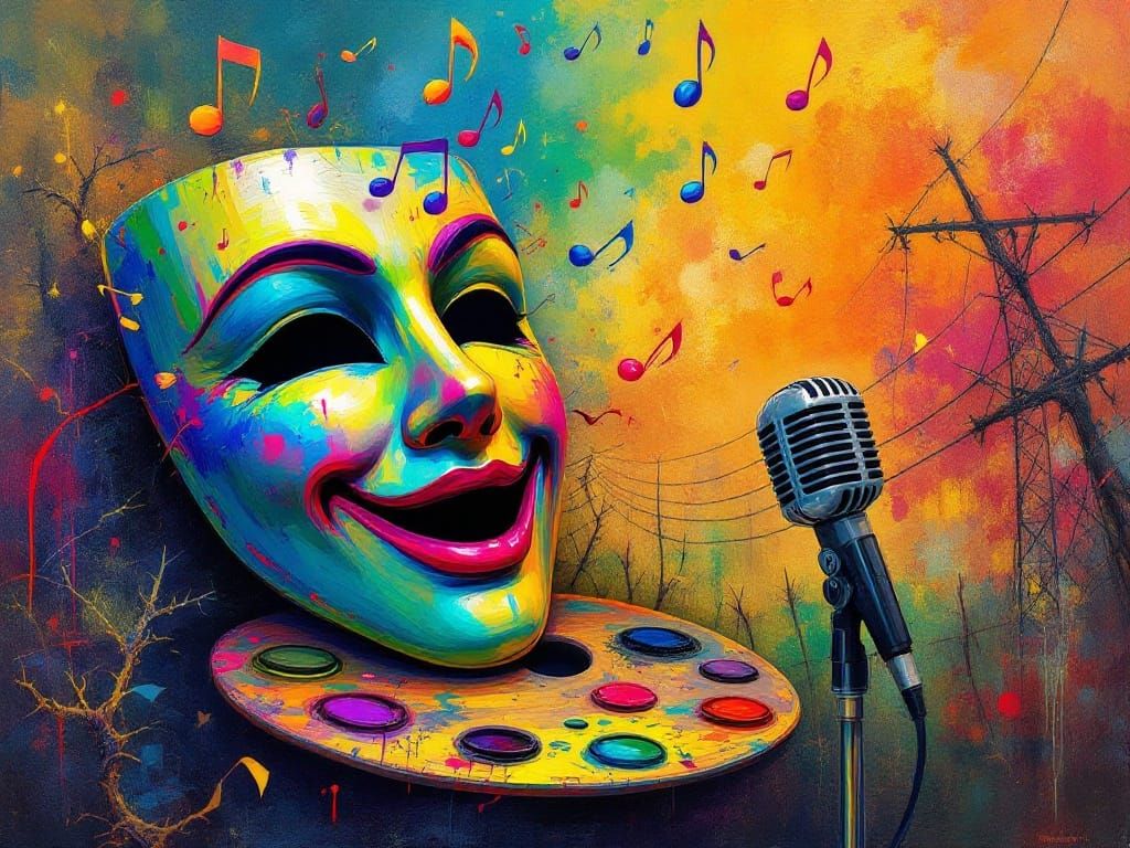 Surrealistic Mashup of Music and Art in Vibrant Colors