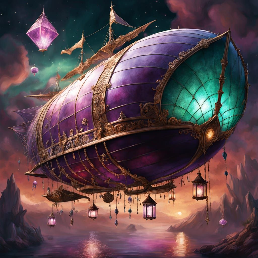 Gemstone Airship with Diamond Sails in Victorian Style