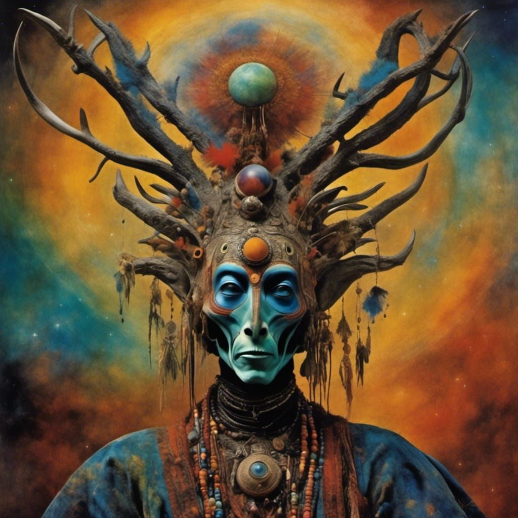 <lora:StrangeWorldShaman:1.0> Antler crowned anthropomorphic...