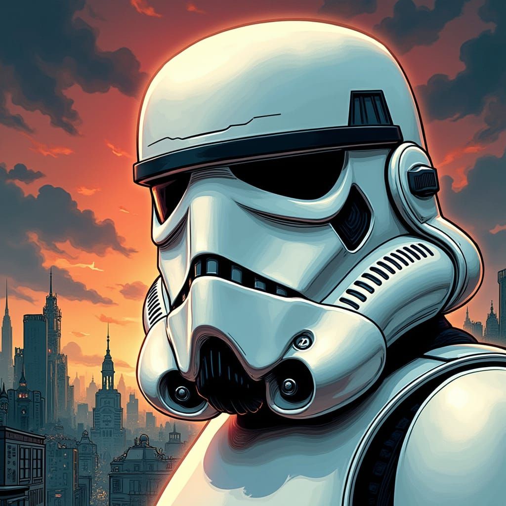 Stormtrooper Comic Art: Gritty Cityscape Cover