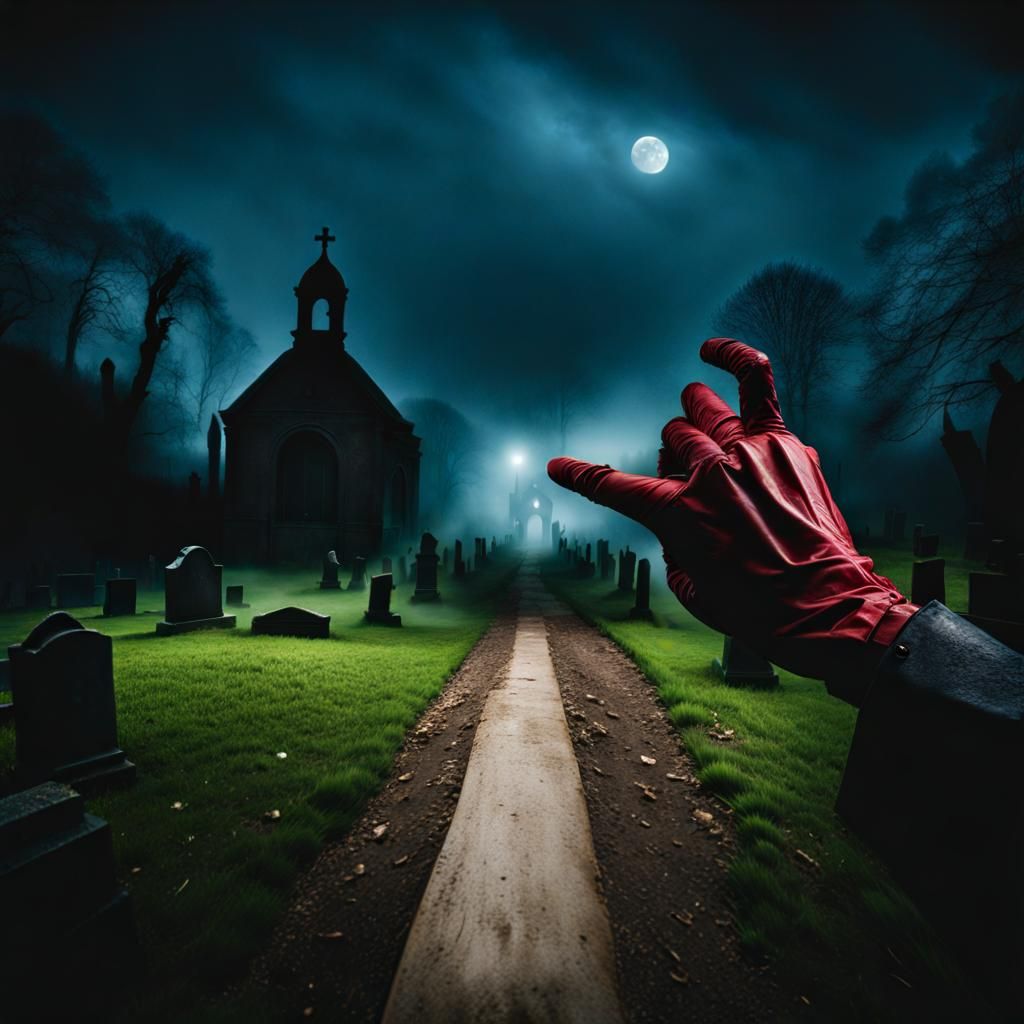 Horrific Arm Reaches in Eerie Graveyard Noir