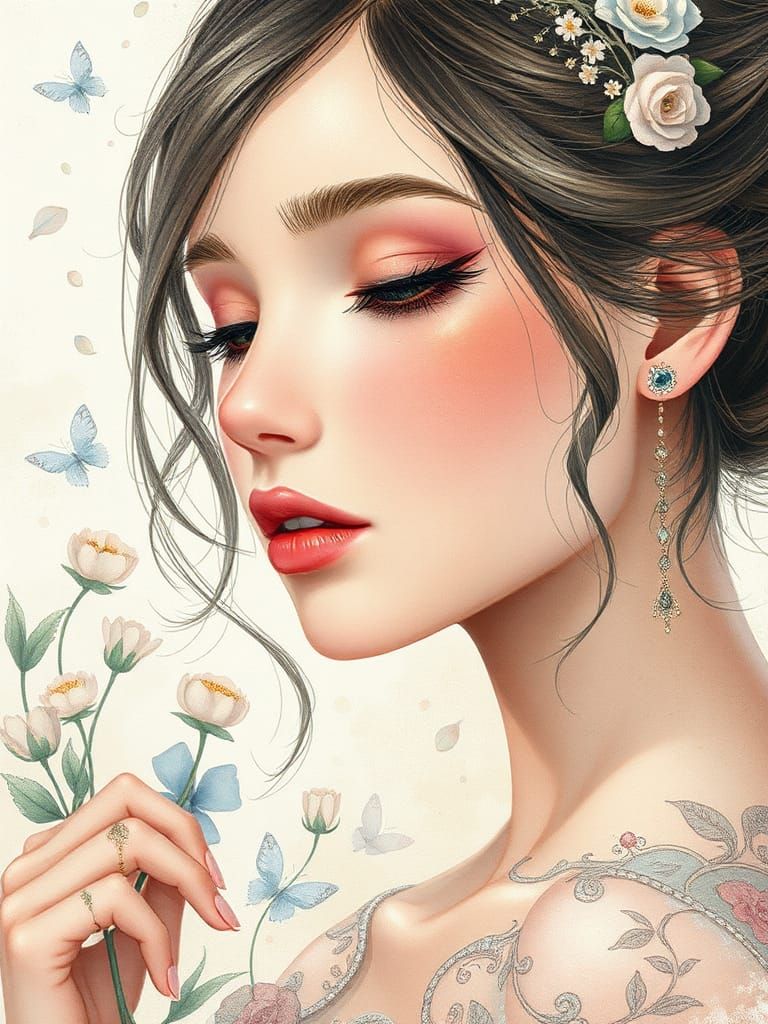 Elegant Ornate Design with Watercolor Textures