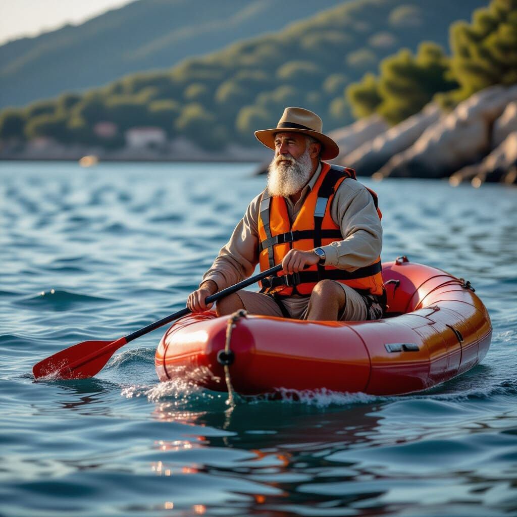 Croissant Floating in Dead Sea, Realistic Photography Style