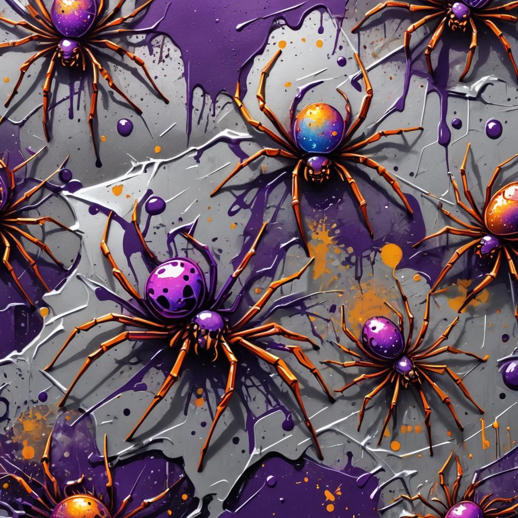 Graffiti Art: Spiders Feast on Glittering Rust