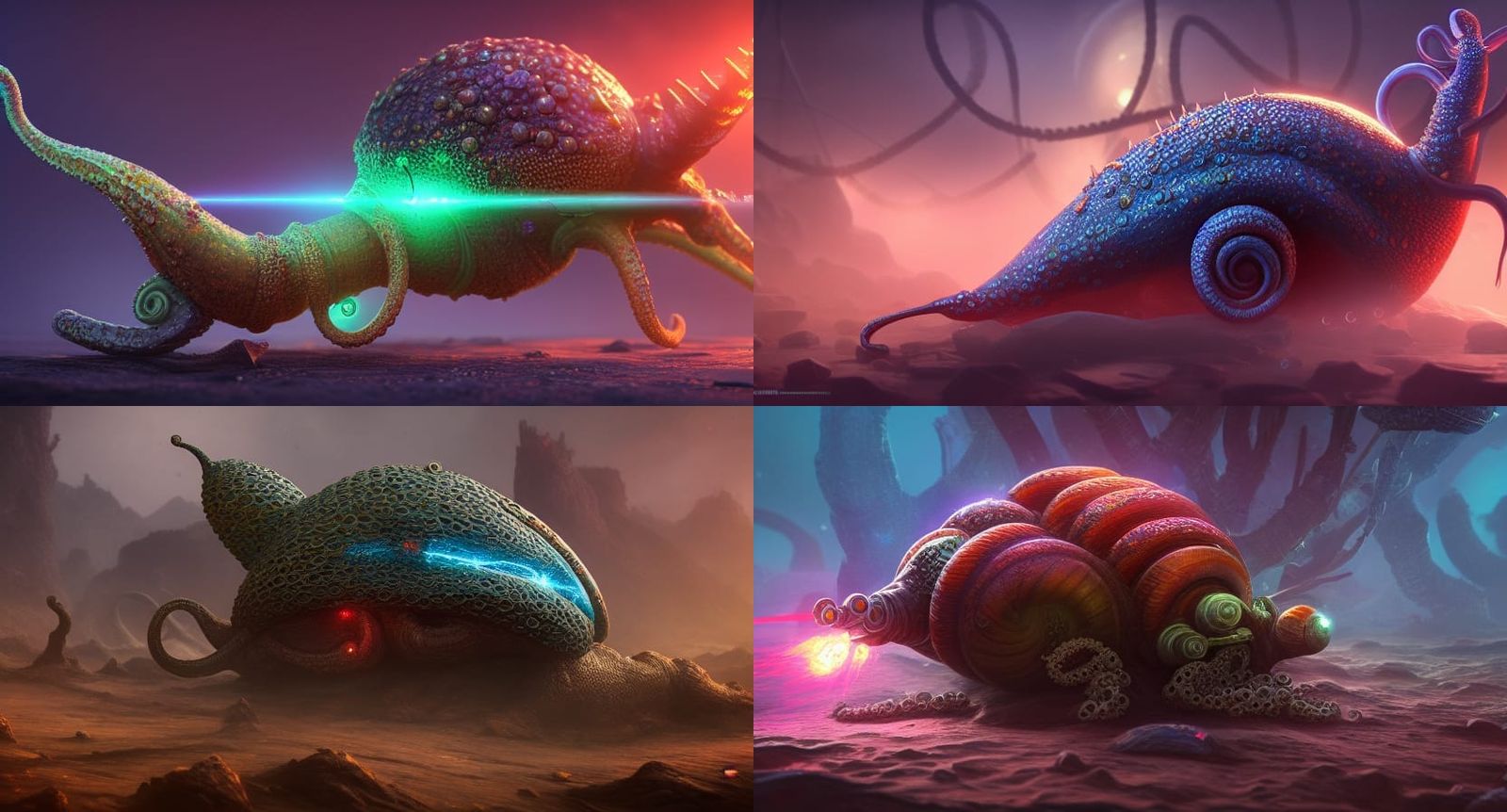 Laser-Tentacled Snail Concept Art in Unreal Engine 5