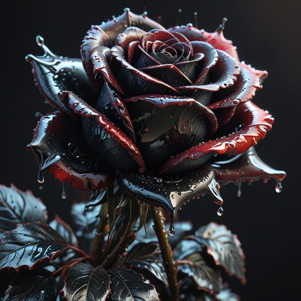 Black Velvet Rose: Dripping Wax, Detailed Portrait