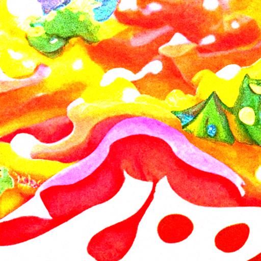Psychedelic Fox on Rainy Hill in Gouache Style