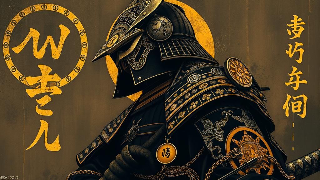 Samurai in Black and Gold Surreal Dreamscape