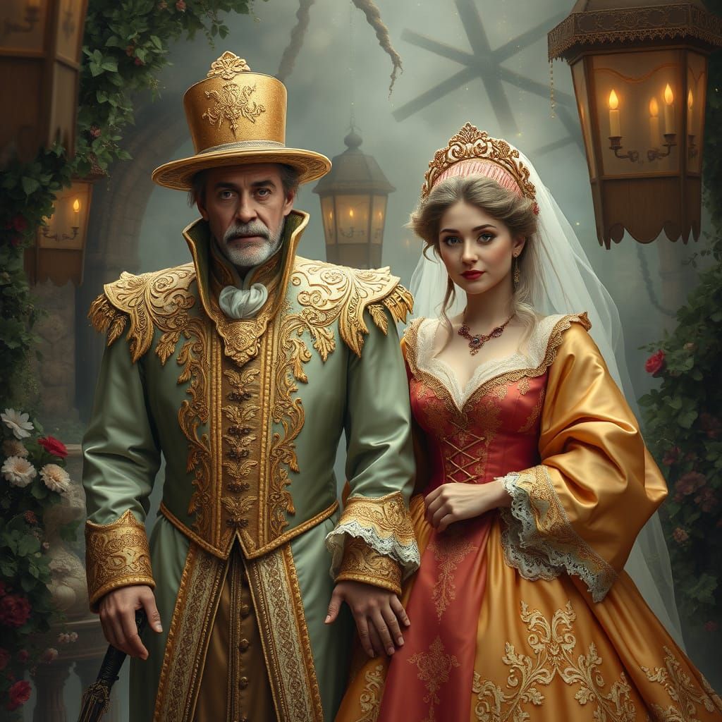 Overdressed Couple in Ethereal Arthurian Fantasy
