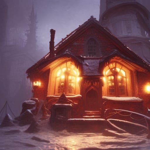 Evil Gingerbread House in Dark Fantasy Style