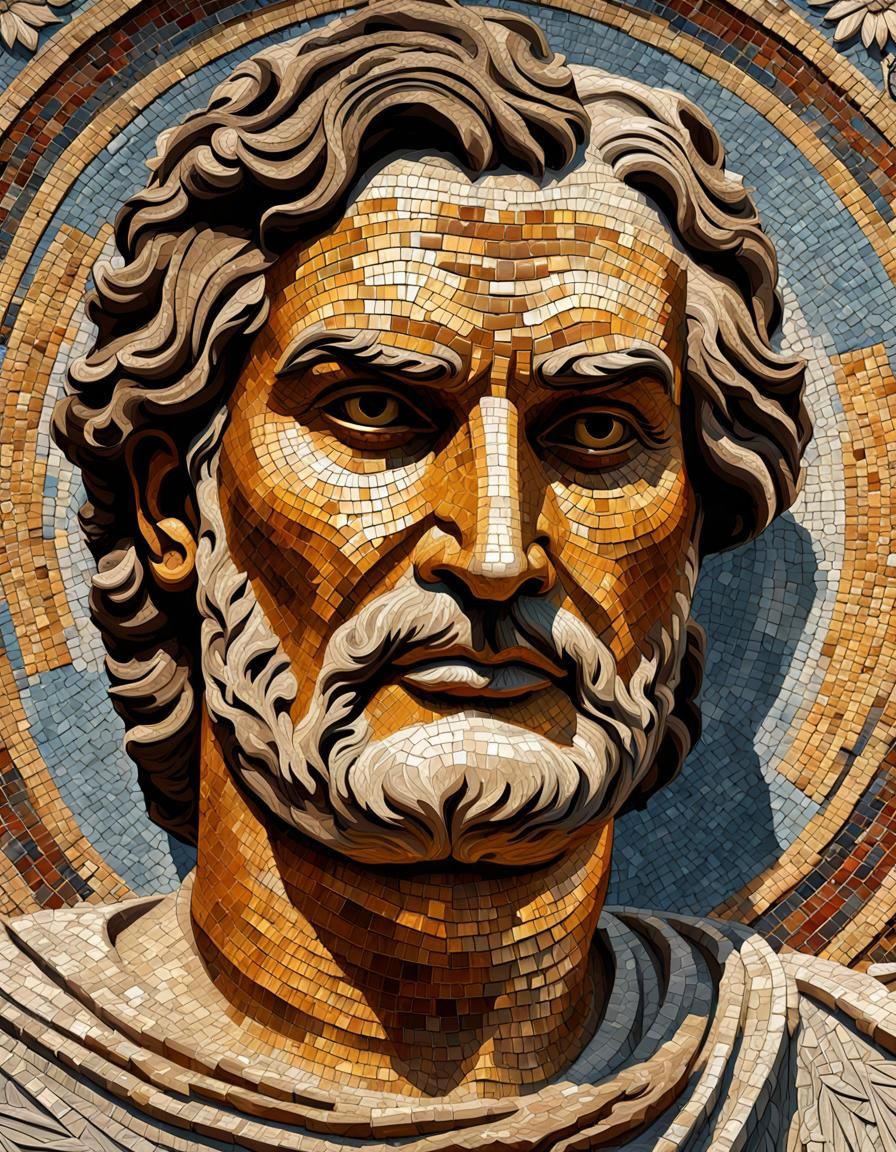 Classical Roman Mosaic With Figure in Toga