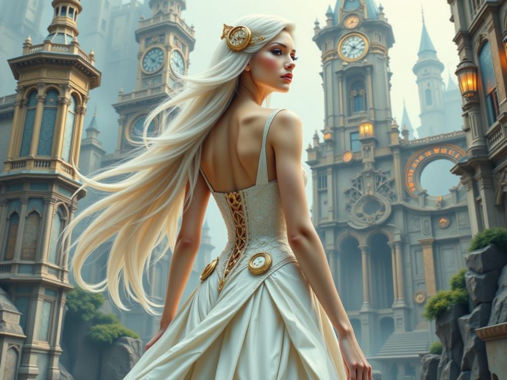Clockpunk Princess in Golden Gown