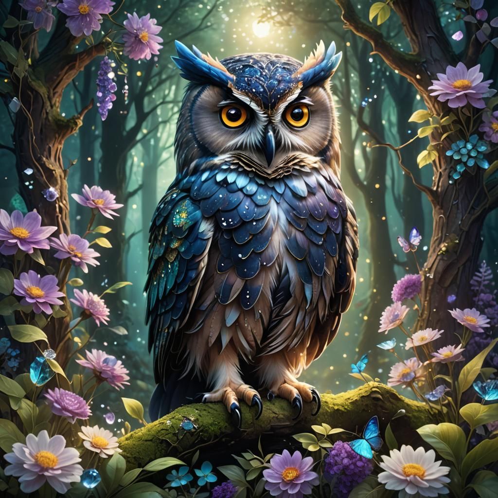 Magical Owl in Mystical Forest Concept Art