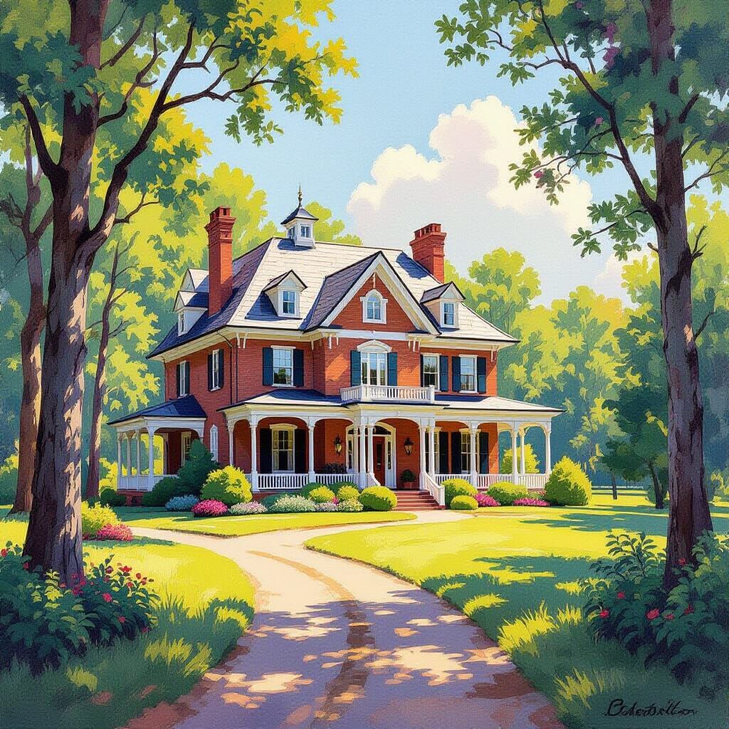 Impressionist Manor and Ranch in Ancient Forest