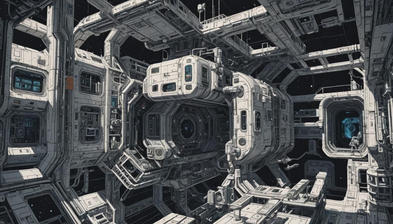 Haunted Space Station in Hyper-Detailed Photorealistic Style