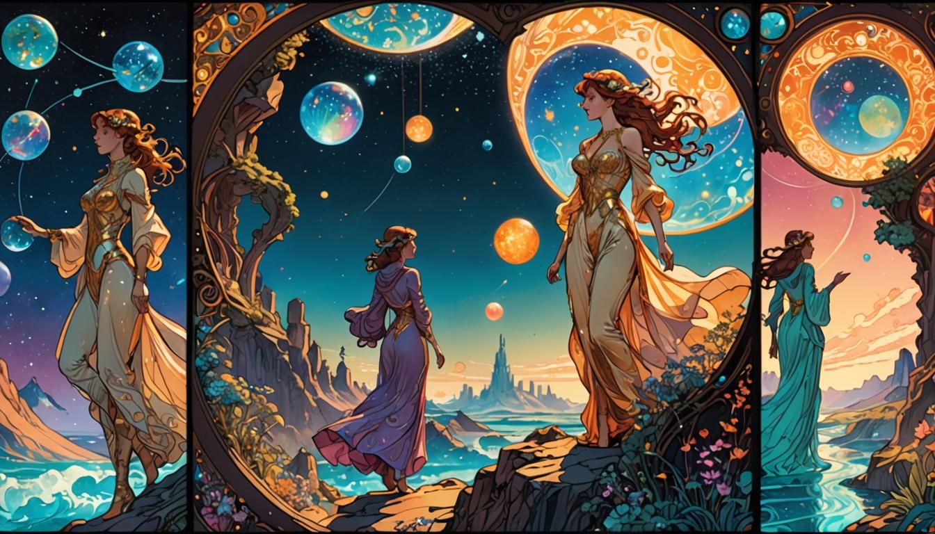 Humans in Space: Comic Book Style Illustration