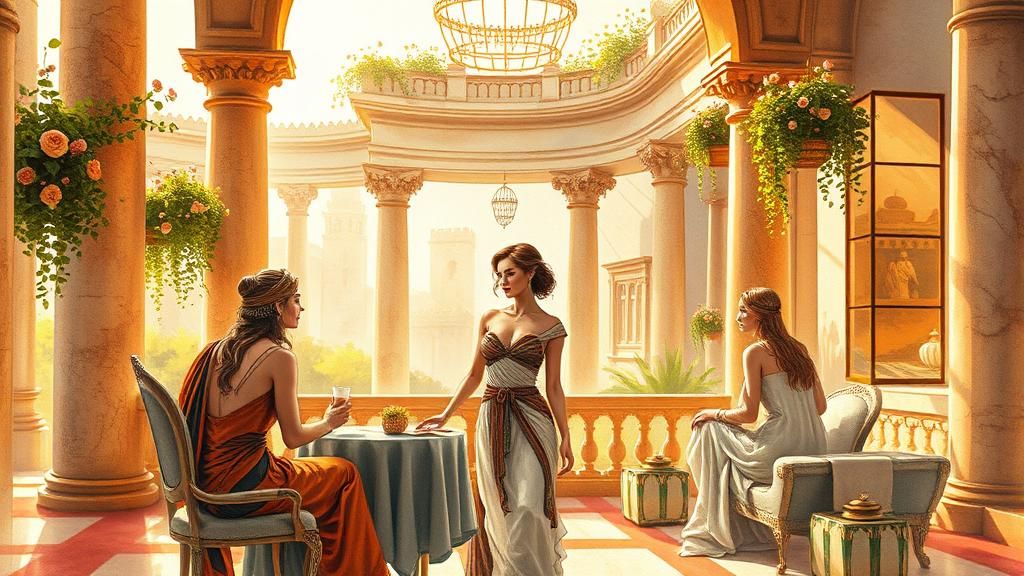 Queen of Sparta in Boudoir: Watercolor Illustration