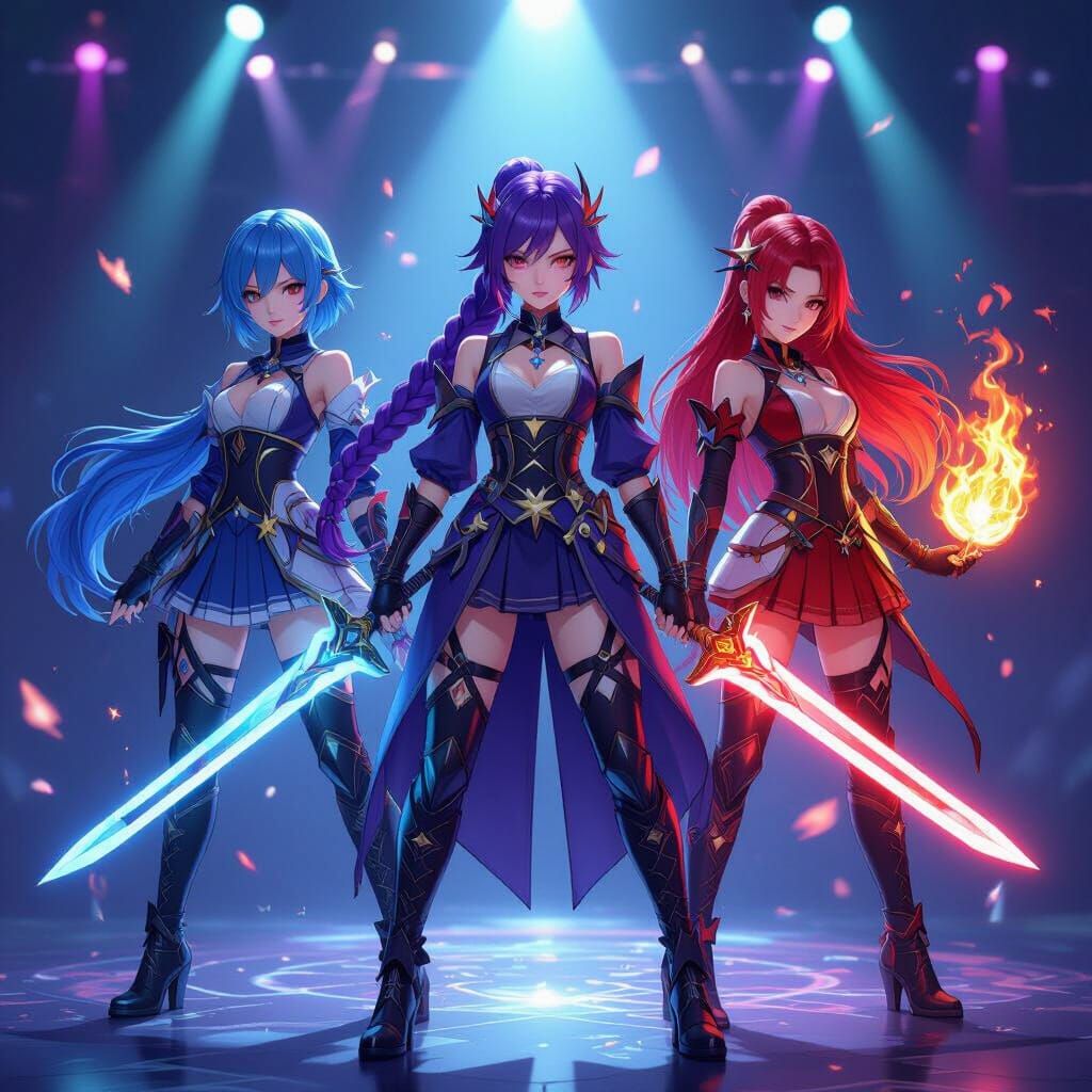 KPOP Demon Hunter Girls with Star Magic in 3D Style