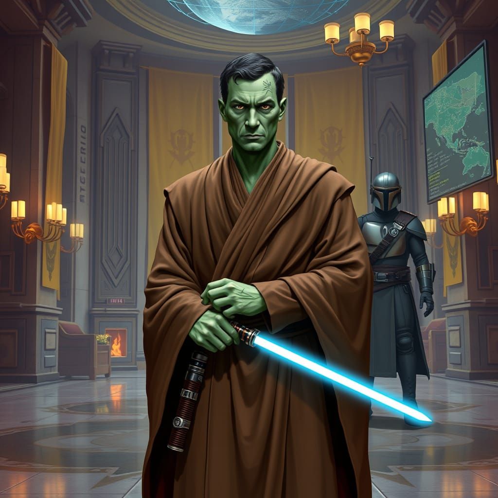 Stoic Jedi Guardian Watches Over Onderon's Throne Room