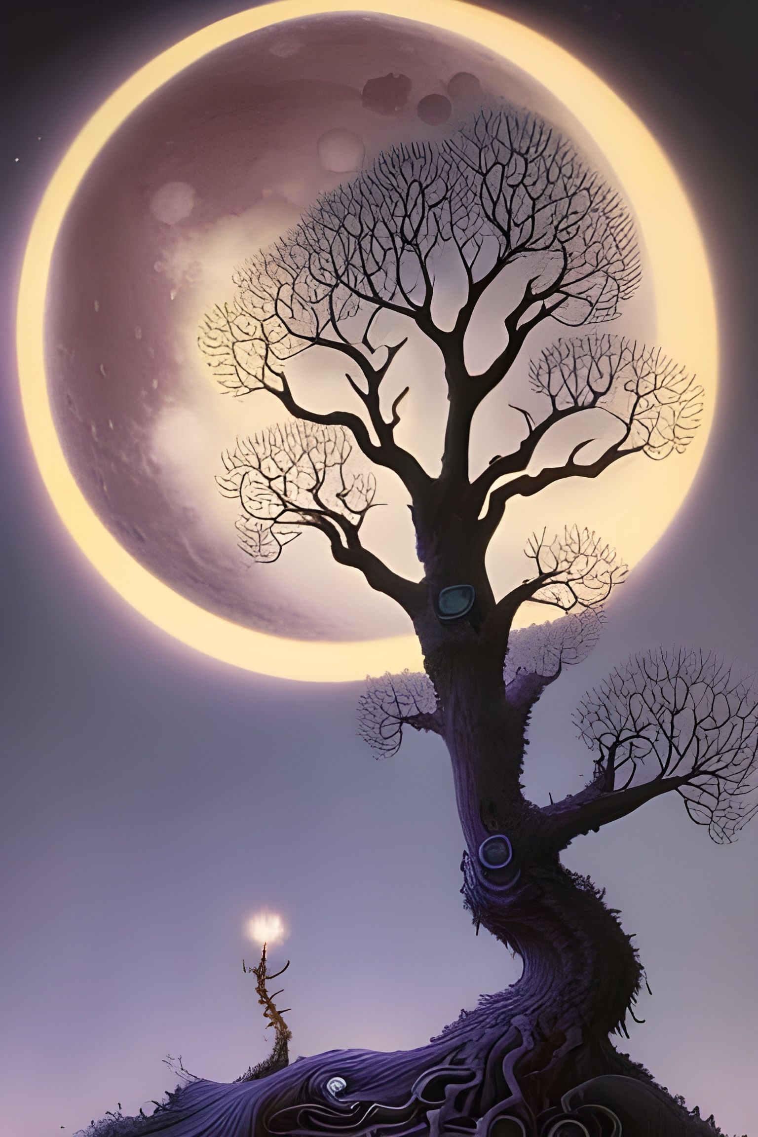 Luminous Lunar Tree in Pastel Colors