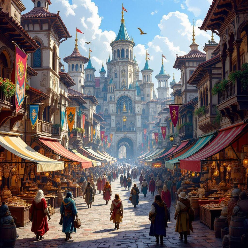 Fantasy Marketplace in Renaissance Style