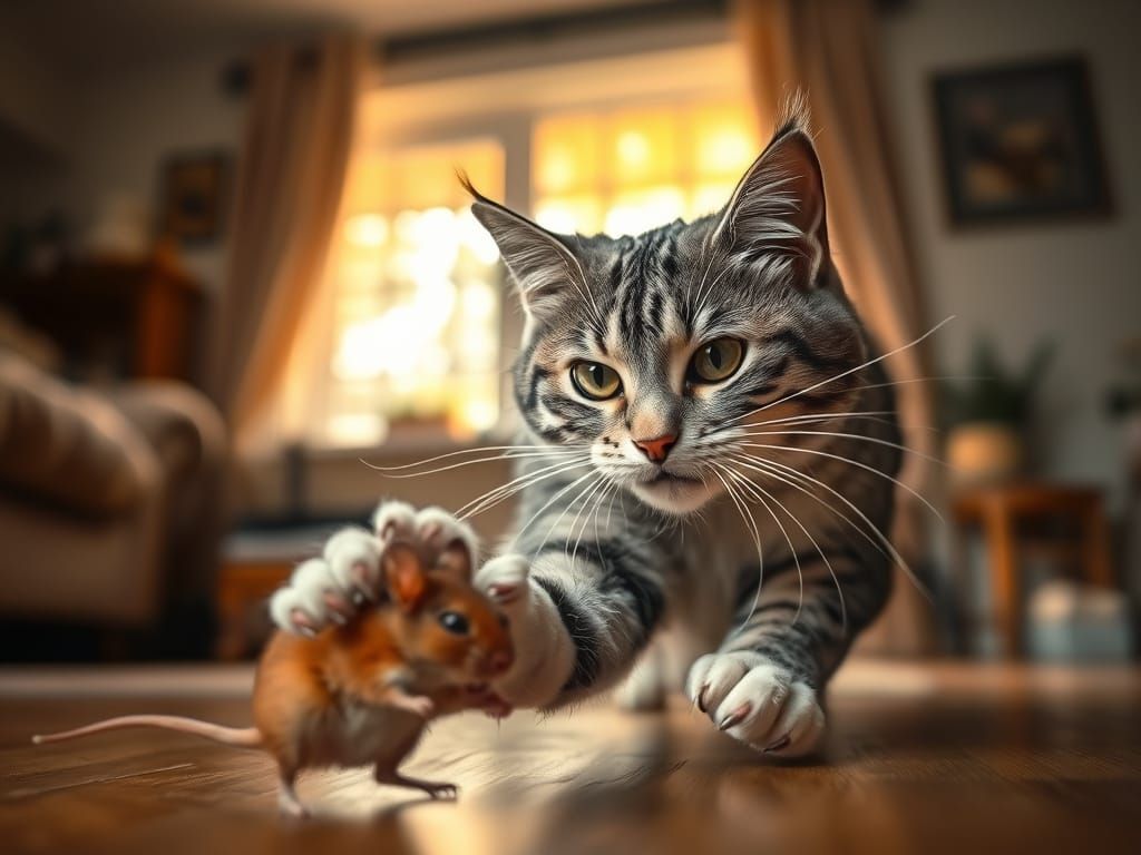 Whiskered Frenzy in a Suburban Home