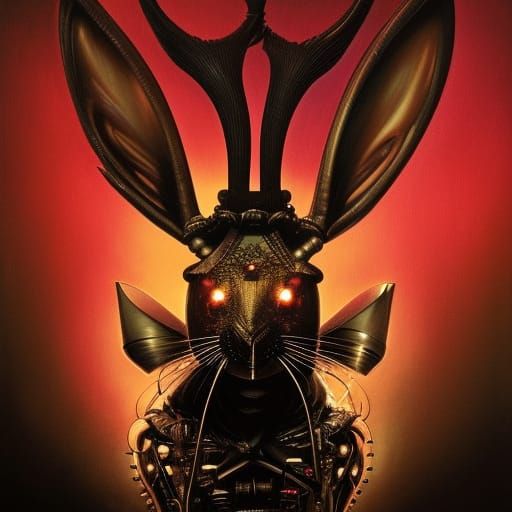 Biopunk Robotic Jackalope: Dark Concept Art