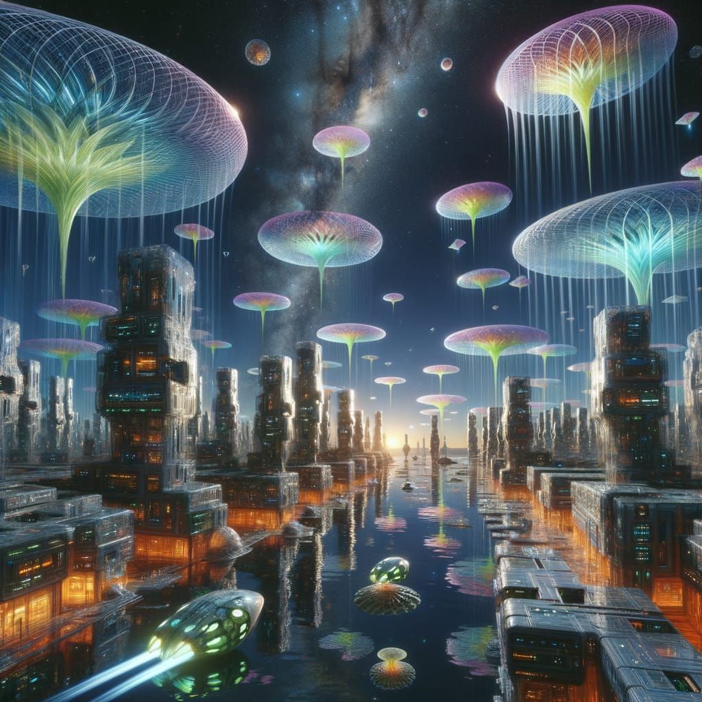 Alien Home Galaxy: Translucent Architecture and Neon Flora