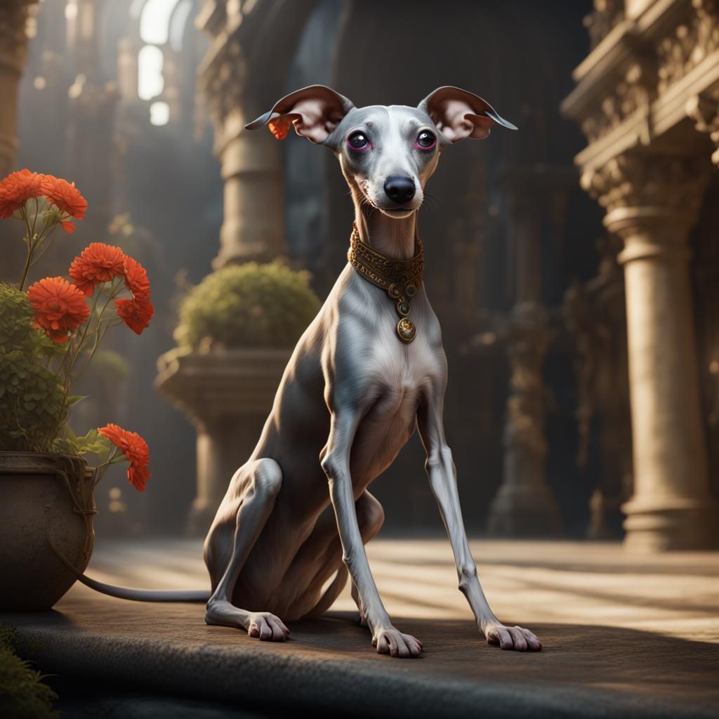 Detailed Matte Painting of an Italian Greyhound