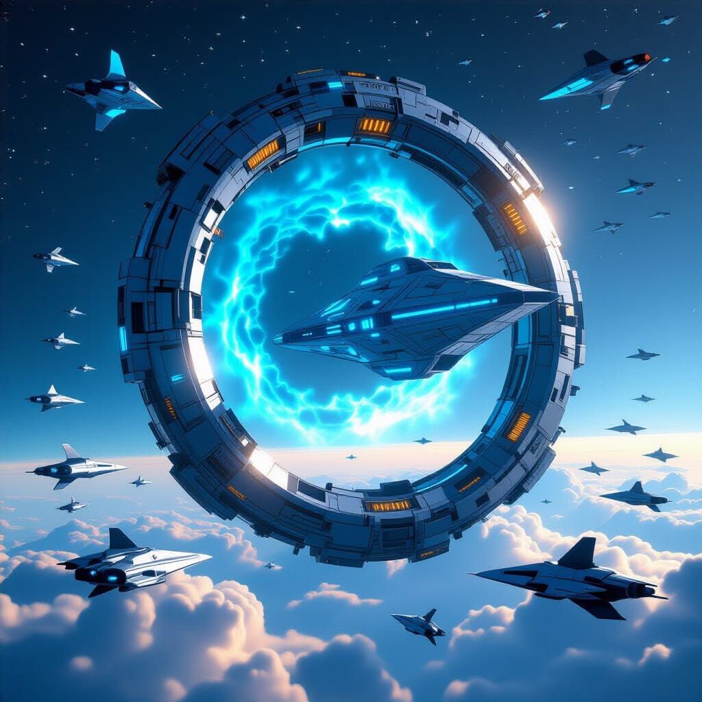 Colossal Ring Station near Wormhole in Sci-Fi Art