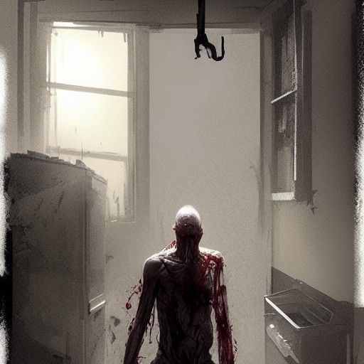 Sinister Zombie Haunts Hospital, Digital Art