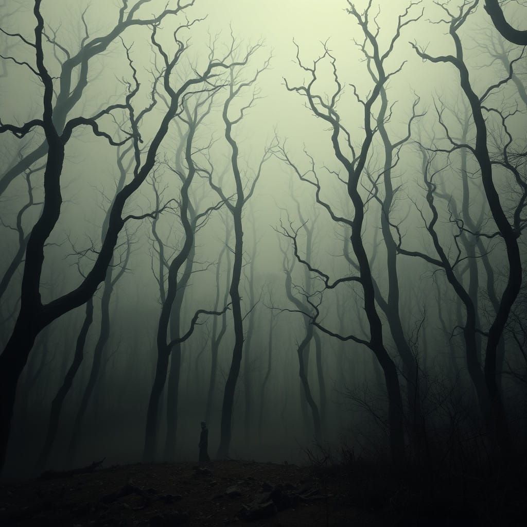 Ethereal Forest Encounter in Muted, Atmospheric Style