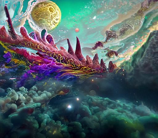 Psychedelic Sci-Fi Space Art in Ukiyo-e Style