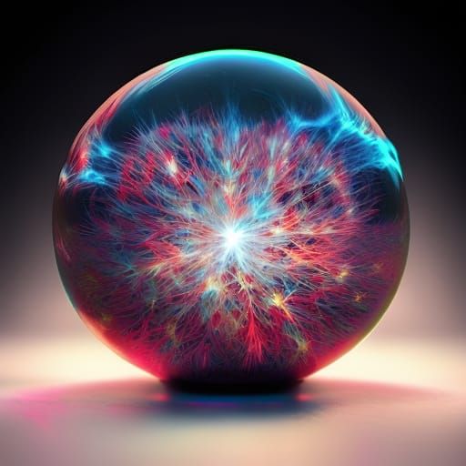 Meteorites inside a glass sphere, 16k resolution photorealistic fairy dust effect bokeh, a masterpiece by artist Alberto...