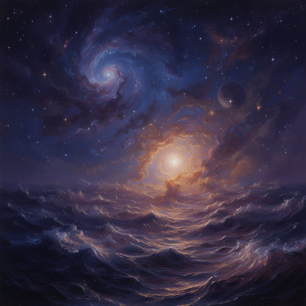 Cosmic Ocean Landscape in Aivazovsky Style