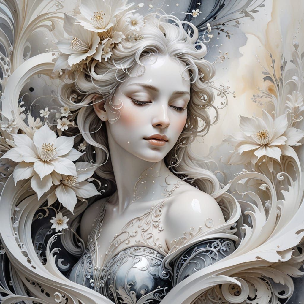 Ethereal Abstract Watercolor of Fantastical Architecture in ...