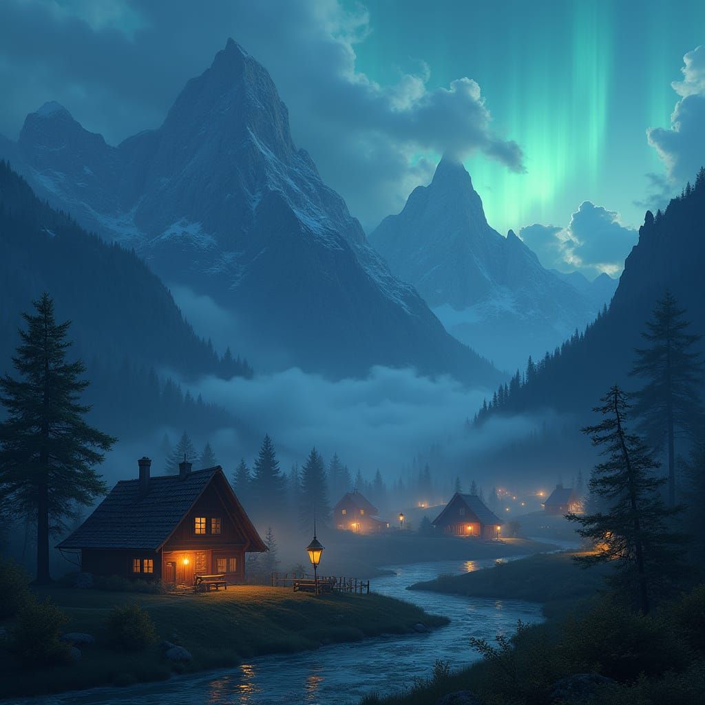 Ethereal Fantasy Peaks Unfurl under Celestial Canvas