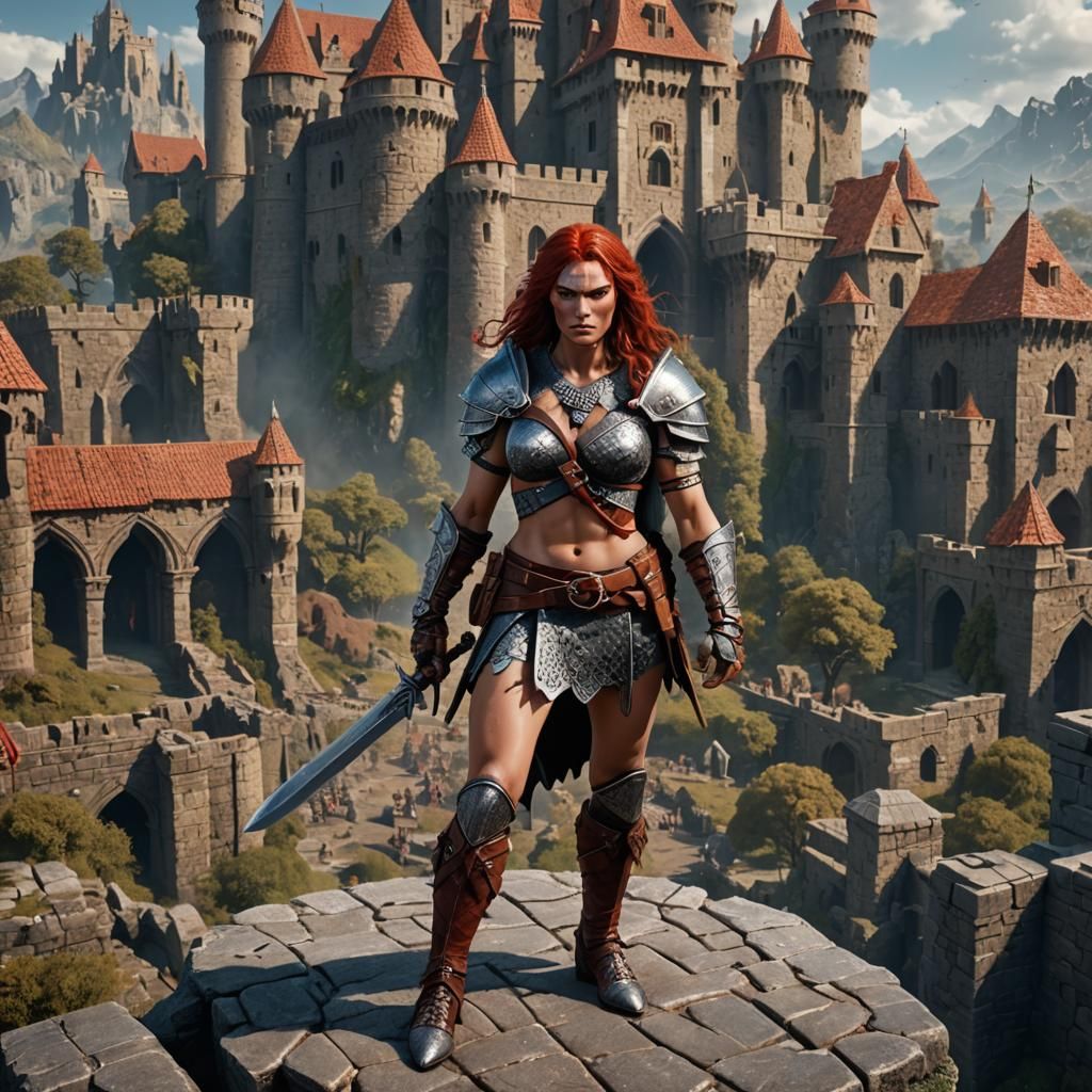 Red Sonja, Barbarian Warrior in Detailed Fantasy Art
