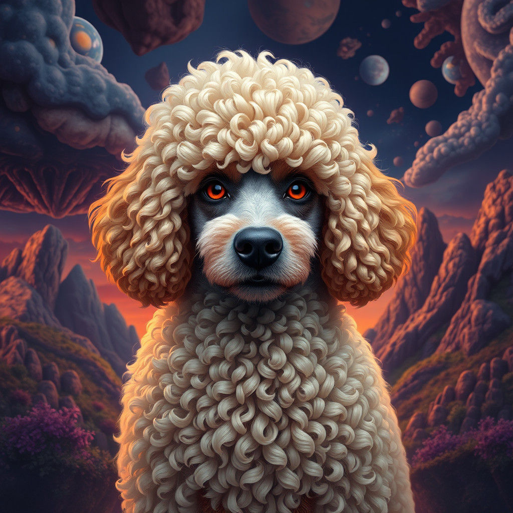 Majestic Poodle in Fantastical Matte Painting Style
