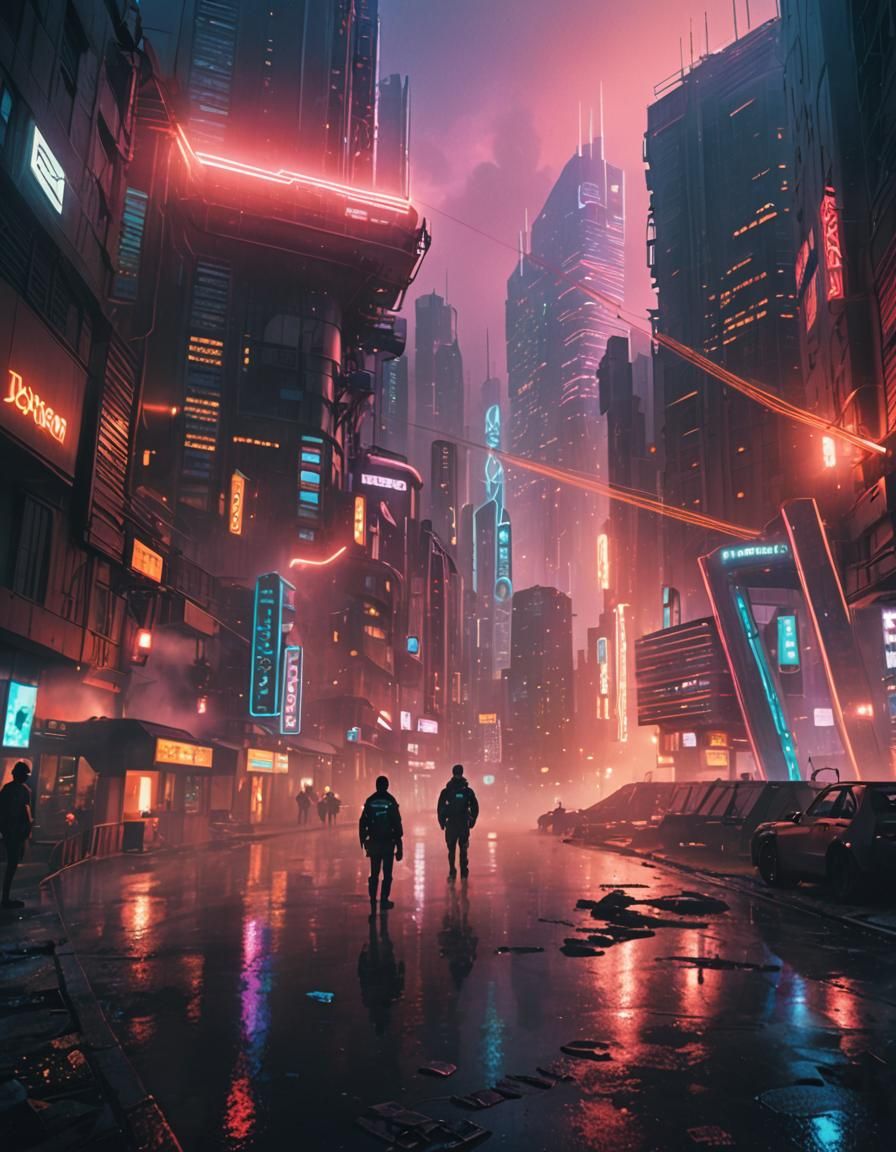 Futuristic Cityscape with Figure in Digital Matte Painting