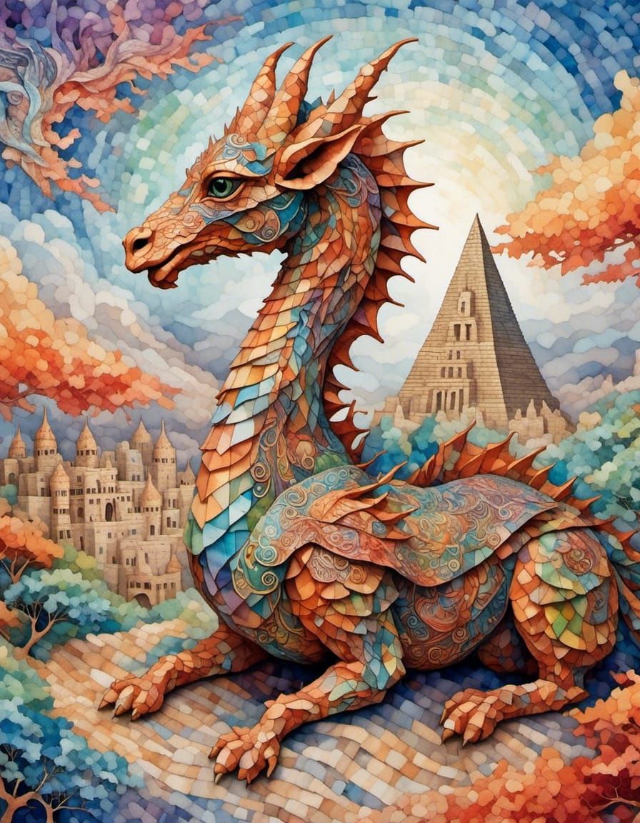 Tissue Paper Dragon Camel Guarding Gaza Pyramid