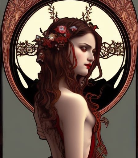Vampire of Spring Dawning in Art Nouveau Style