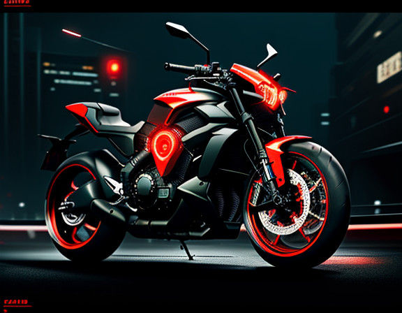 Cyberpunk Motorcycle Silhouette with Glowing Circuitry