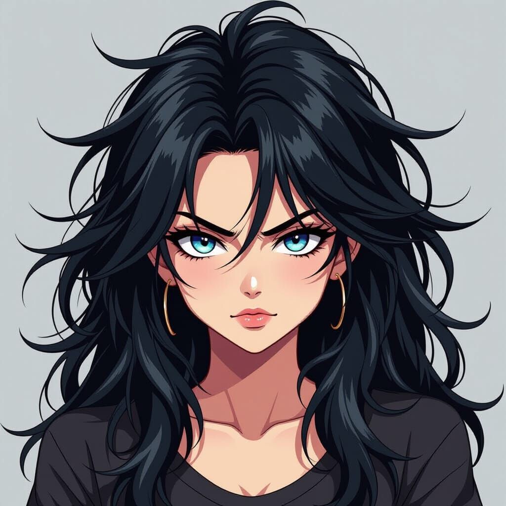 Intimidating Rebellious Woman with Spiky Black Hair