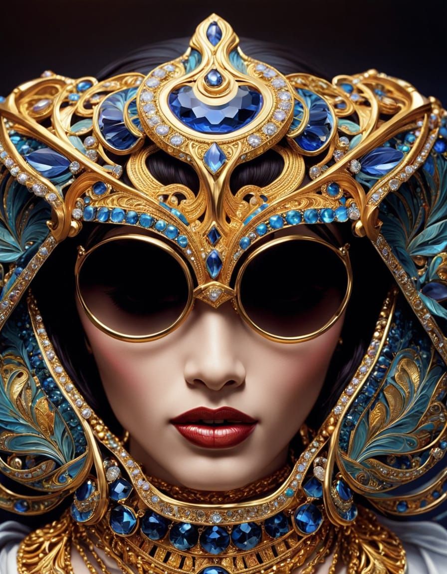 Exotic Woman in Art Nouveau Style Necklace