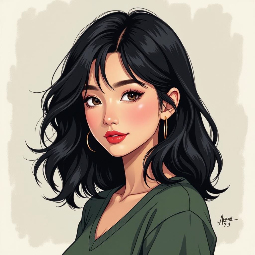 Charcoal Portrait in Style of James Jean