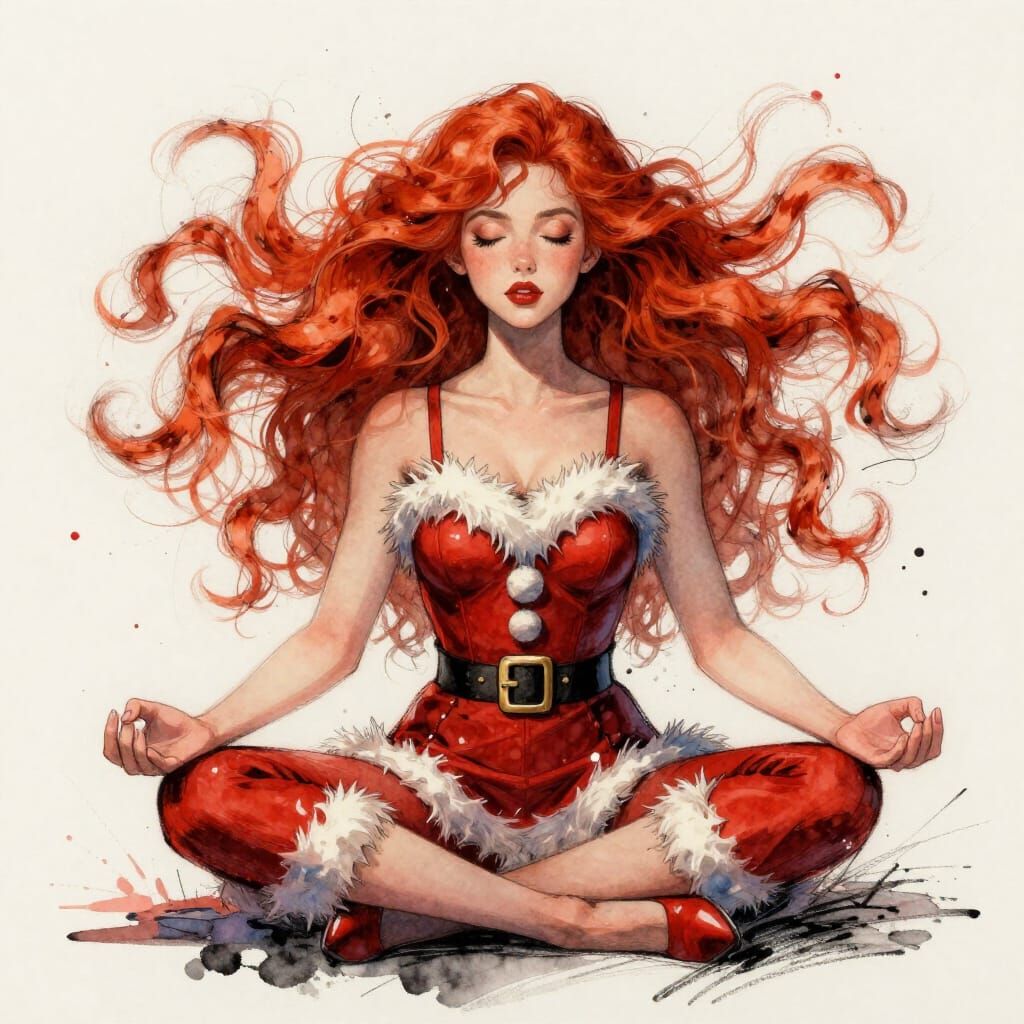 Red Haired Beauty in Meditation Pose