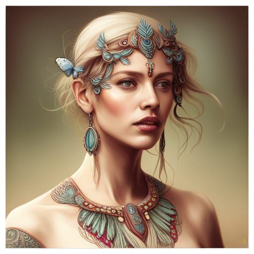 Ethereal Butterfly Princess in Art Nouveau Style