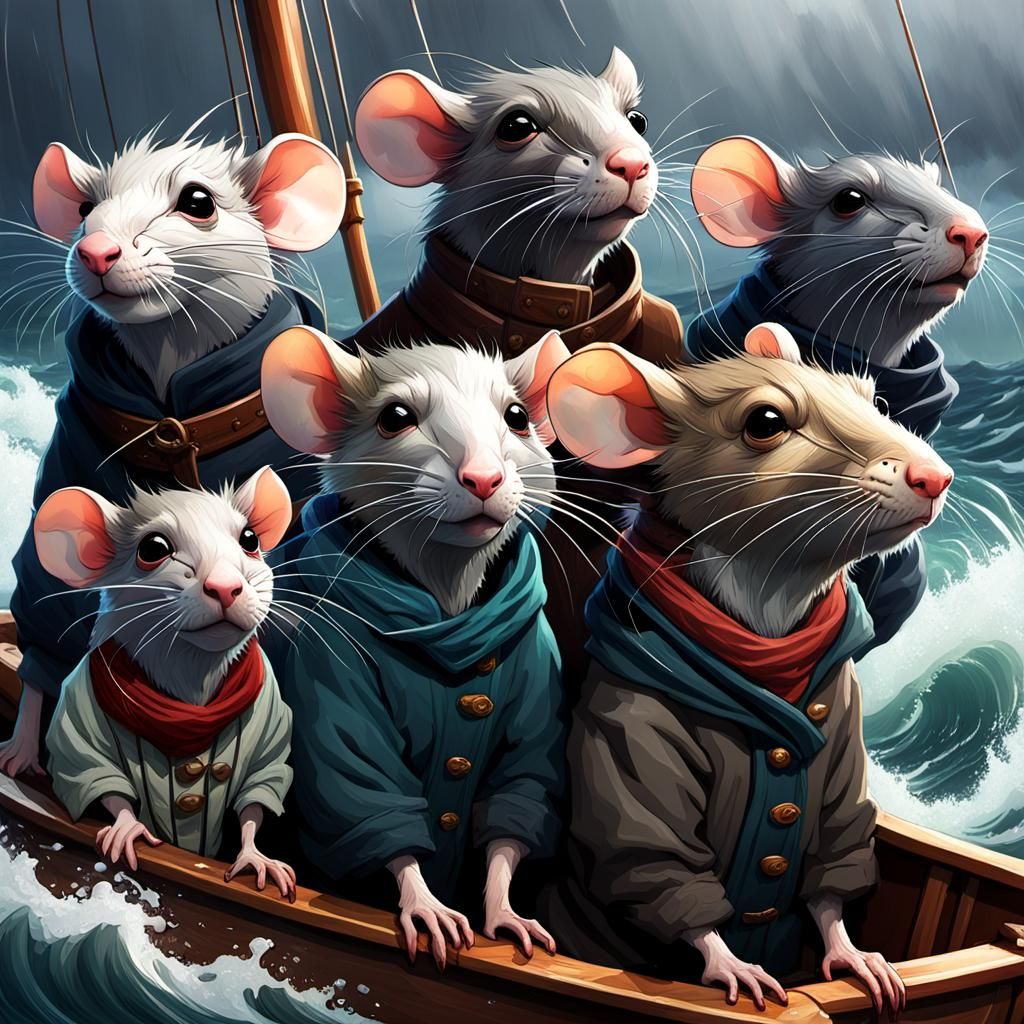 Rats Brave a Stormy Sea: Detailed Concept Art